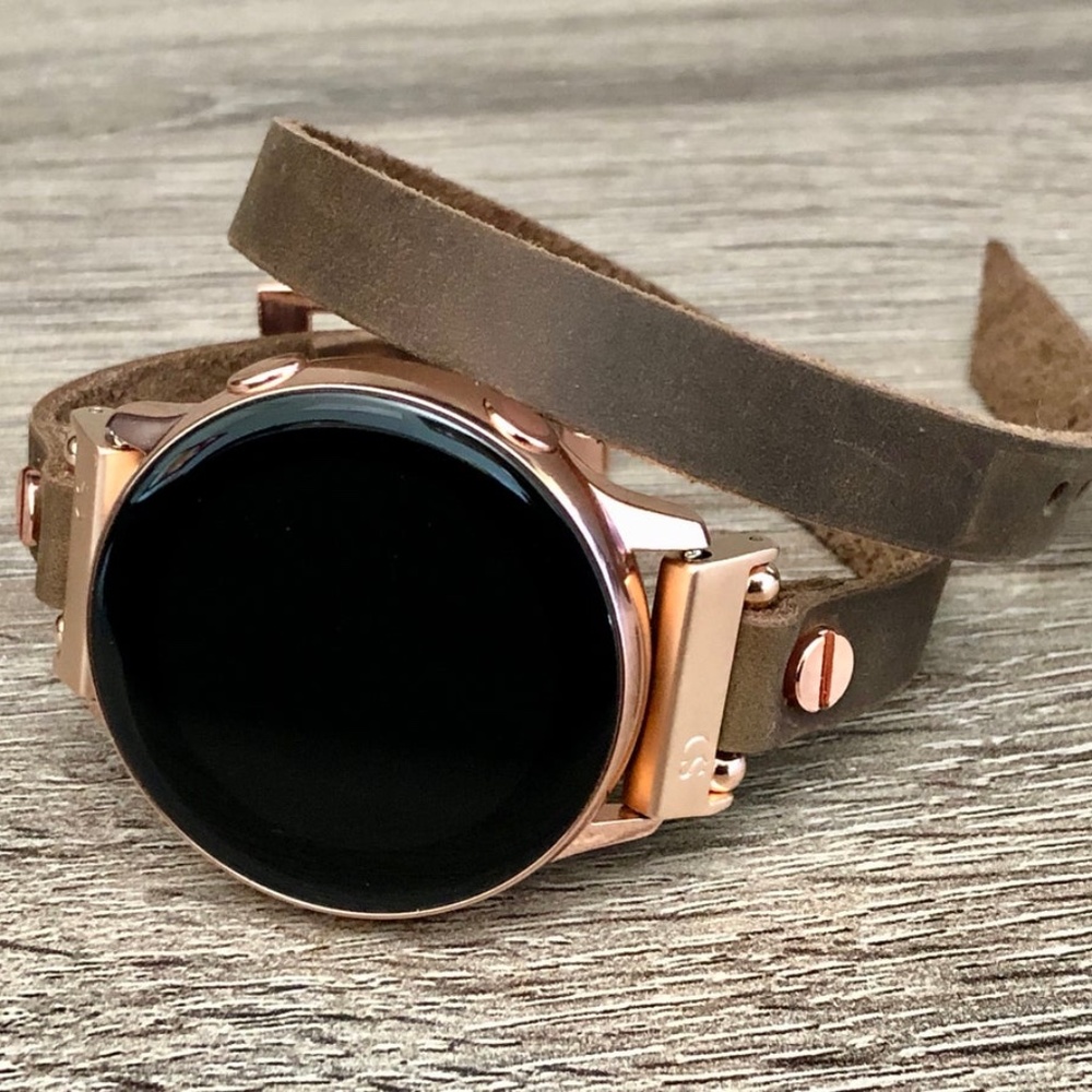 Galaxy Active Watch Rustic Brown Leather Bracelet